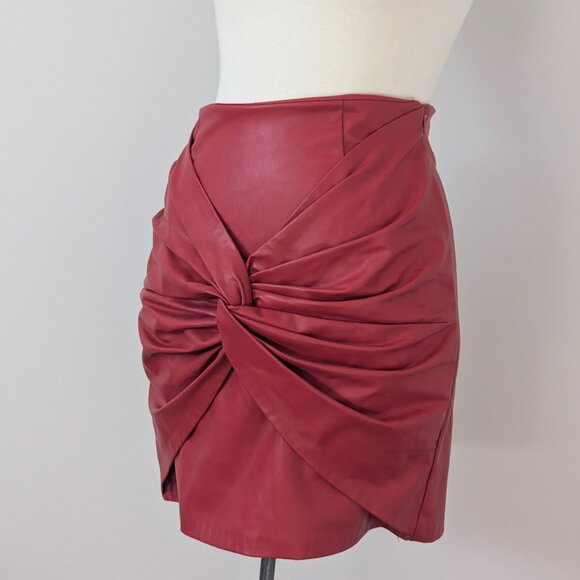 New with tags. Zara faux leather mini skirt. Red.  Medium. - Picture 2 of 10